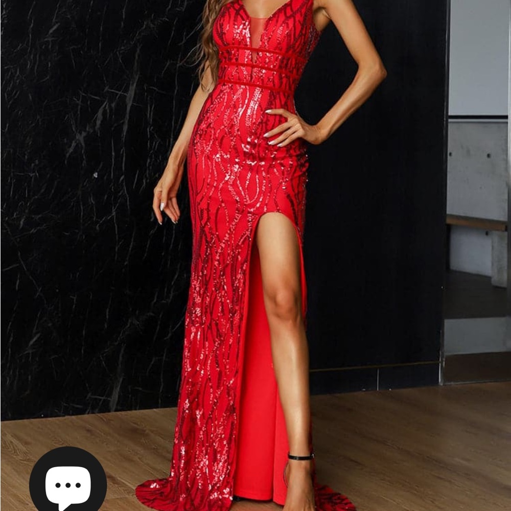 Sequin, red formal dress/gown-backless